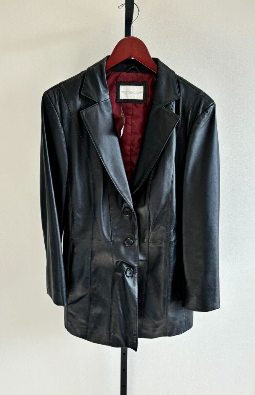 Worthington Women's Leather Black Jacket Size M #48323